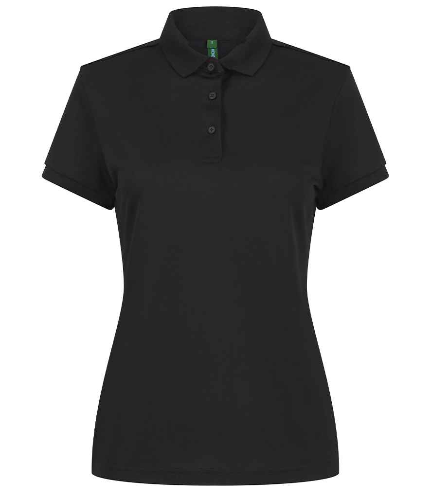 Henbury Ladies Recycled Polyester Polo Shirt - Black