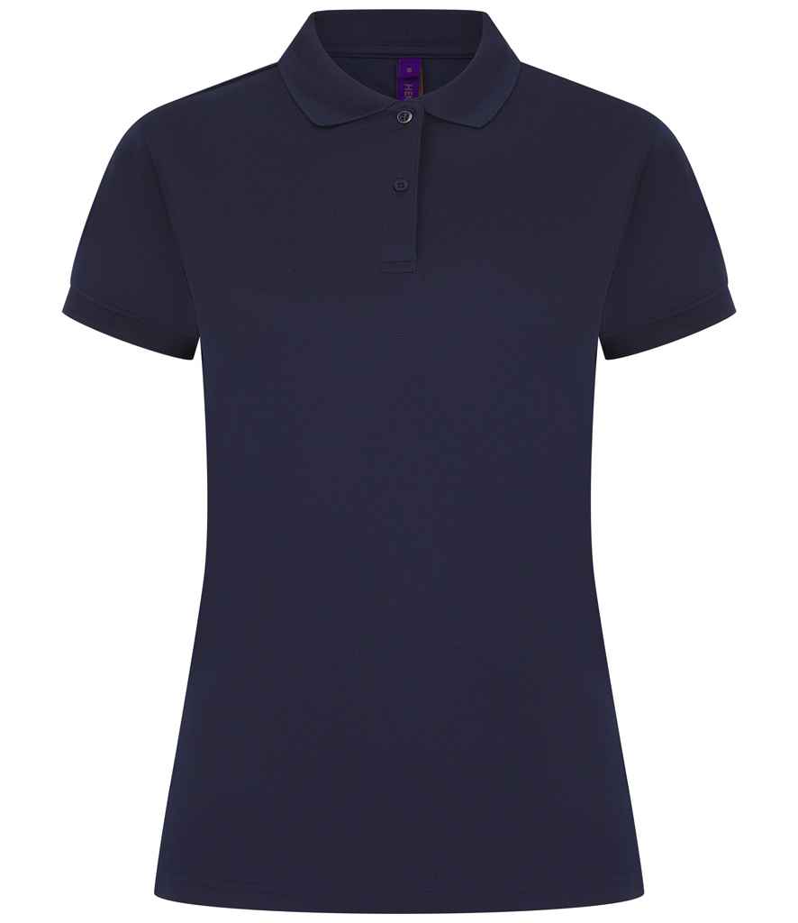Henbury Ladies Coolplus® Wicking Piqué Polo Shirt - Oxford Navy