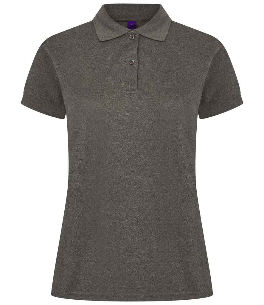 Henbury Ladies Coolplus® Wicking Piqué Polo Shirt - Heather Charcoal