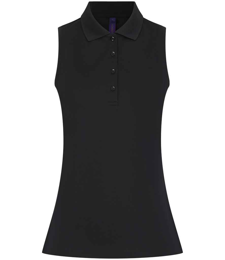Henbury Ladies Sleeveless Coolplus® Polo Shirt - Black