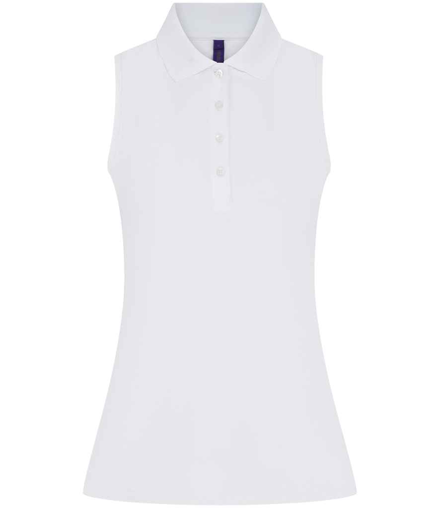 Henbury Ladies Sleeveless Coolplus® Polo Shirt - White