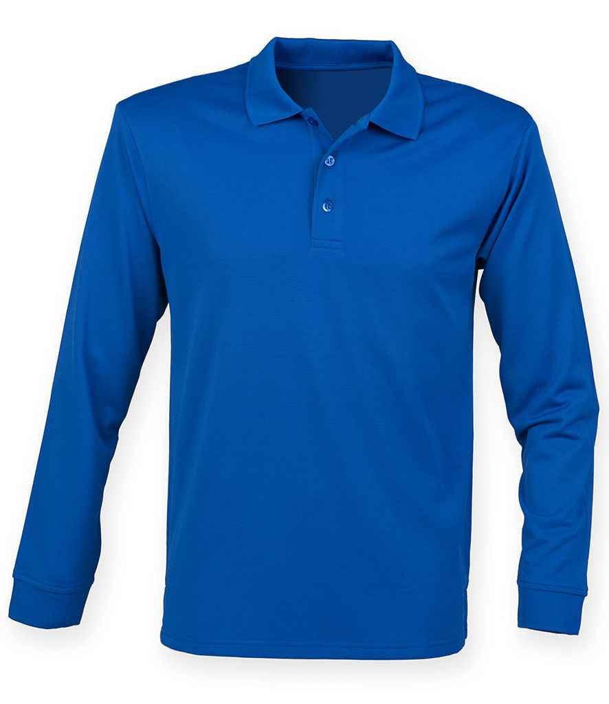 Henbury Unisex Long Sleeve Coolplus® Piqué Polo Shirt - Royal Blue
