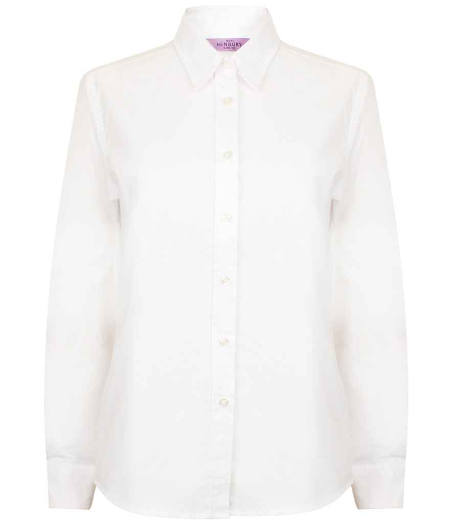 Henbury Ladies Long Sleeve Classic Oxford Shirt - White