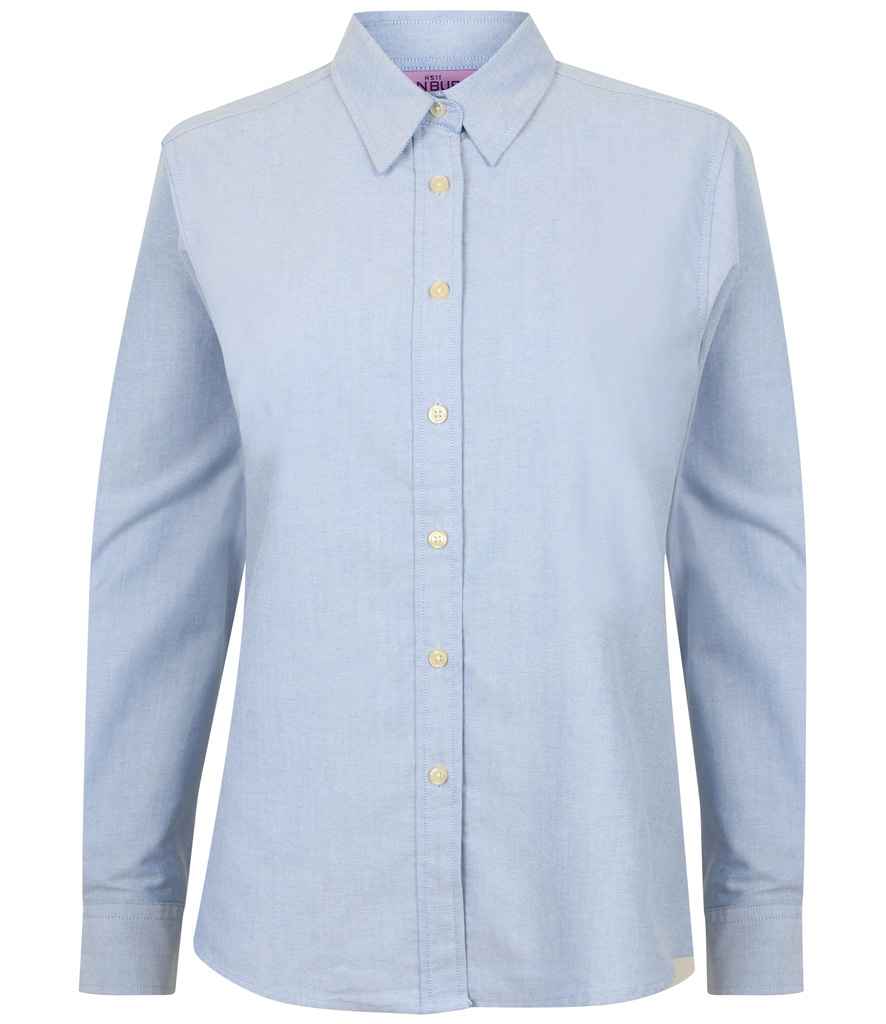 Henbury Ladies Long Sleeve Classic Oxford Shirt - Blue