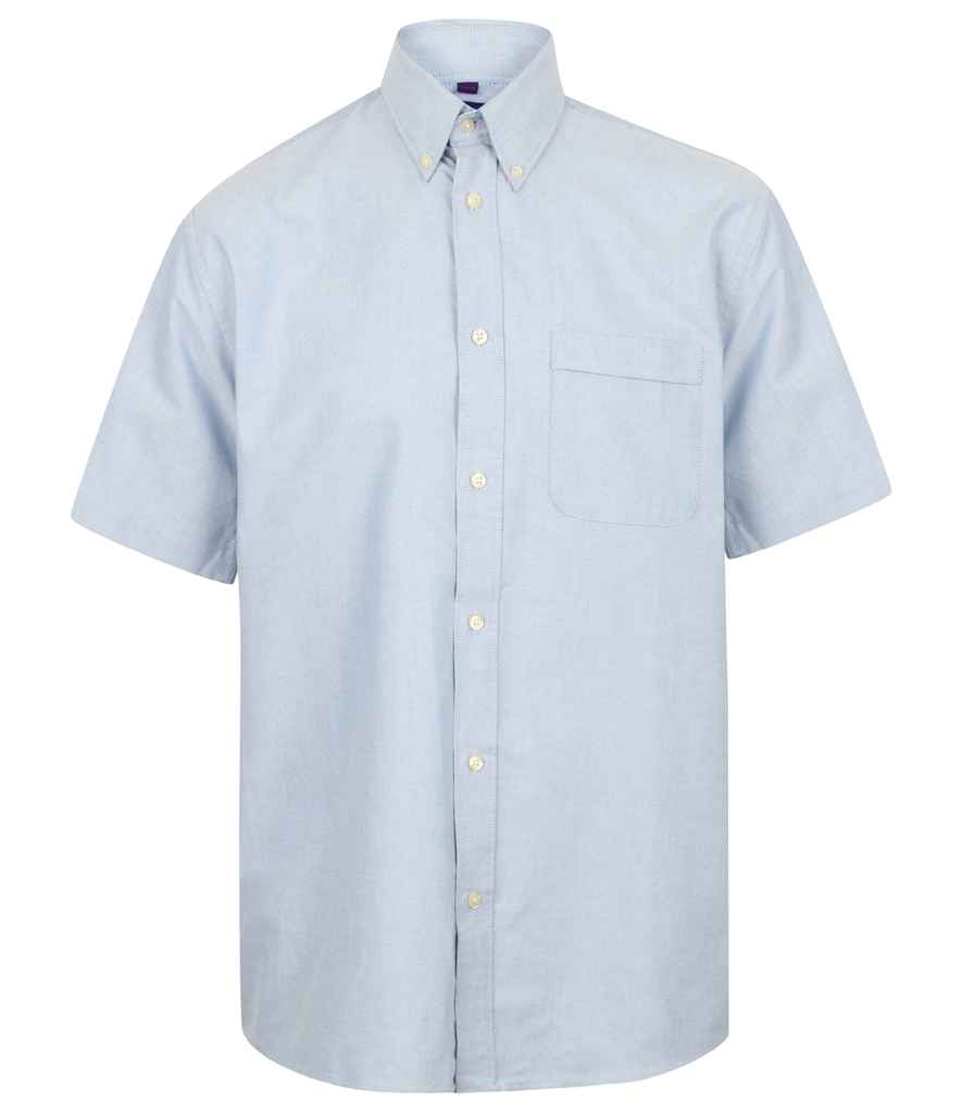 Henbury Short Sleeve Classic Oxford Shirt - Blue