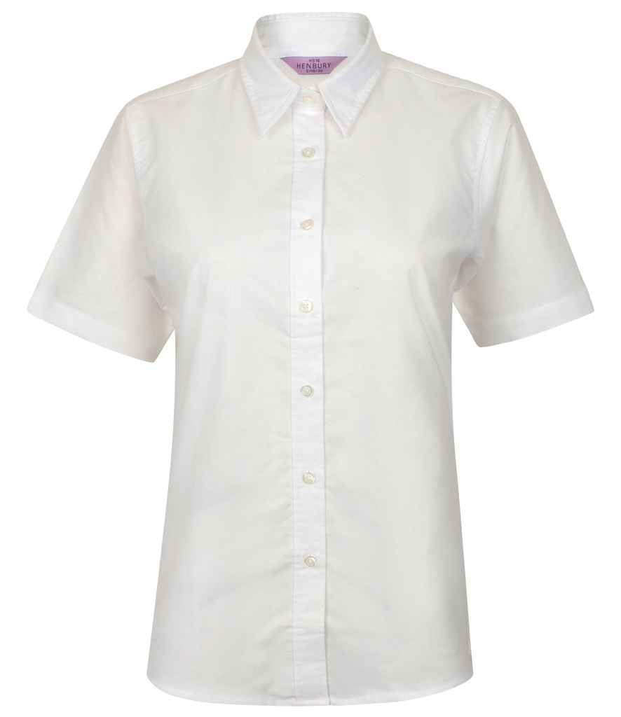 Henbury Ladies Short Sleeve Classic Oxford Shirt - White