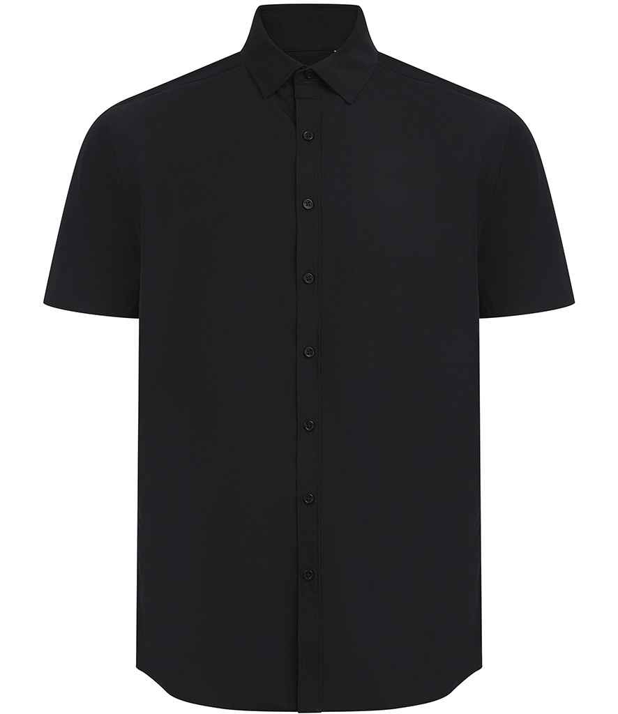 Henbury Short Sleeved Cotton Feel Coolplus® Shirt - Black