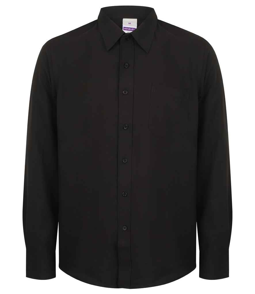 Henbury Long Sleeve Wicking Shirt - Black