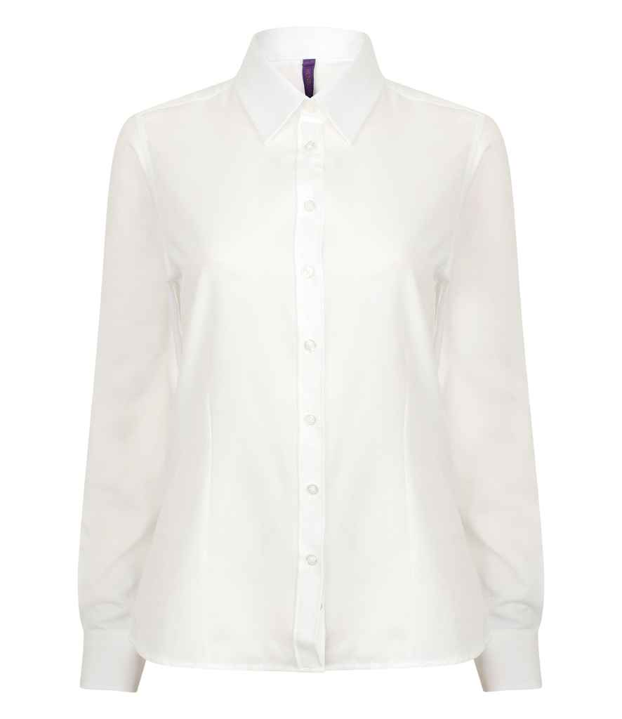 Henbury Ladies Long Sleeve Wicking Shirt - White