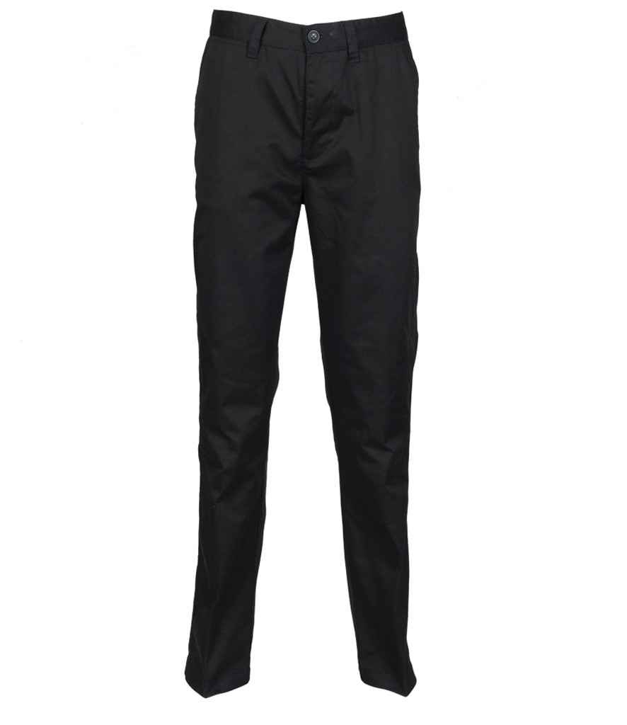 Henbury 65/35 Flat Fronted Chino Trousers - Black