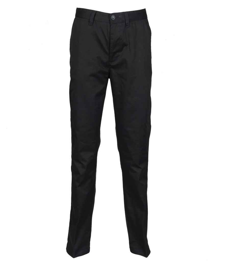 Henbury Ladies 65/35 Flat Fronted Chino Trousers - Black