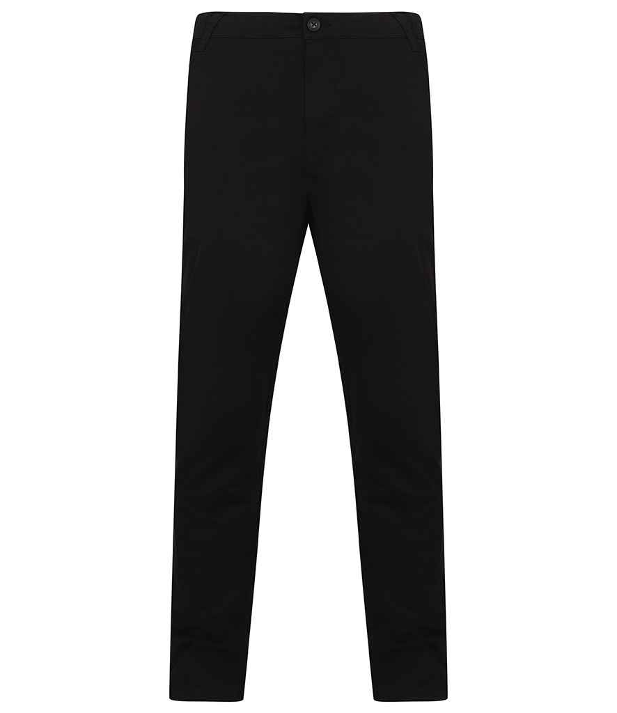 Henbury Stretch Flex Waistband Chino Trousers - Black