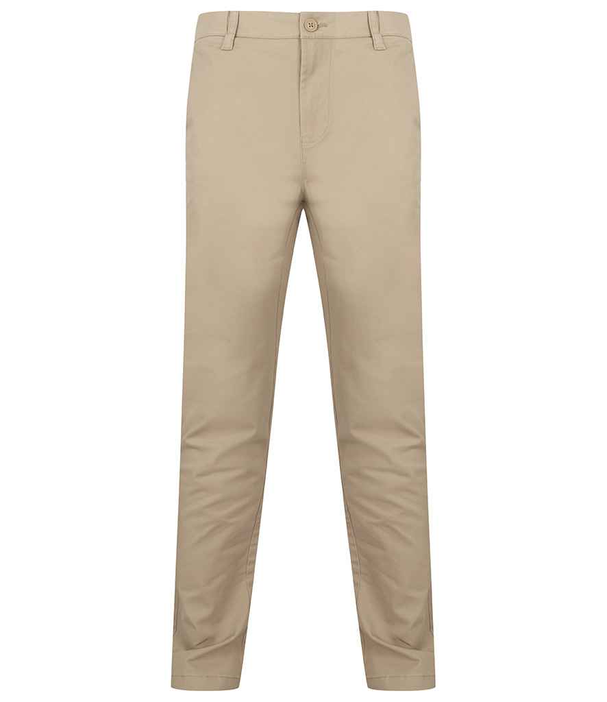 Henbury Stretch Flex Waistband Chino Trousers - Stone