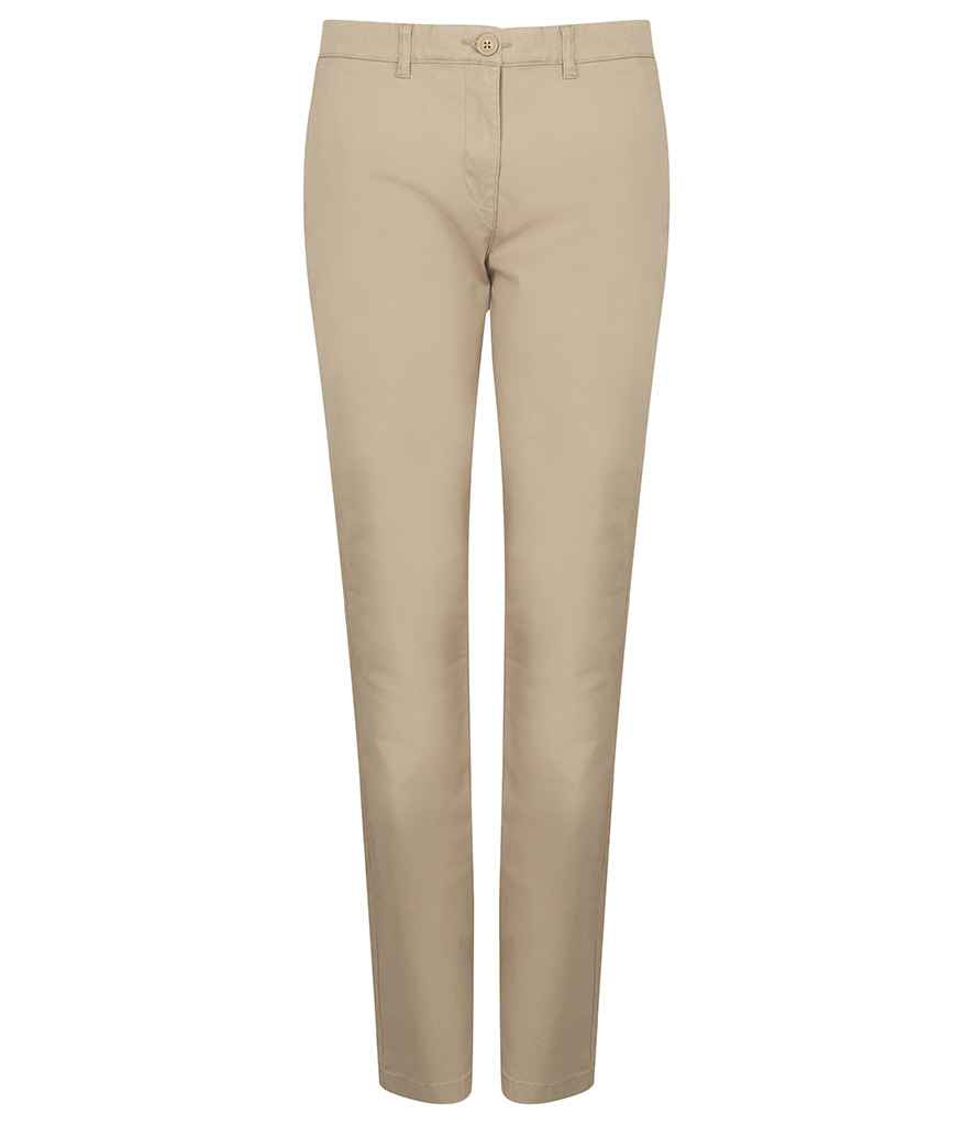 Henbury Ladies Stretch Chino Trousers - Stone