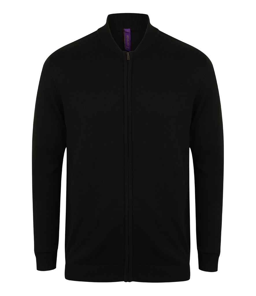 Henbury Unisex Zip Through Cardigan - Black