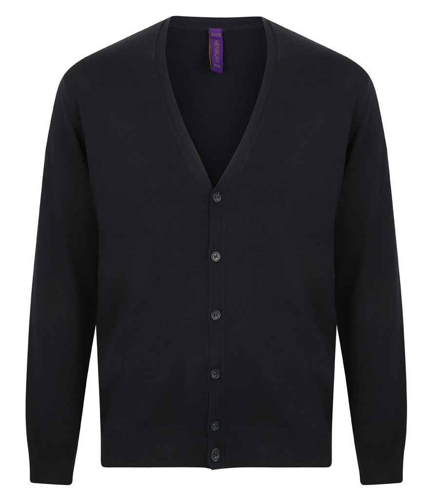 Henbury Lightweight Cotton Acrylic V Neck Cardigan - Navy