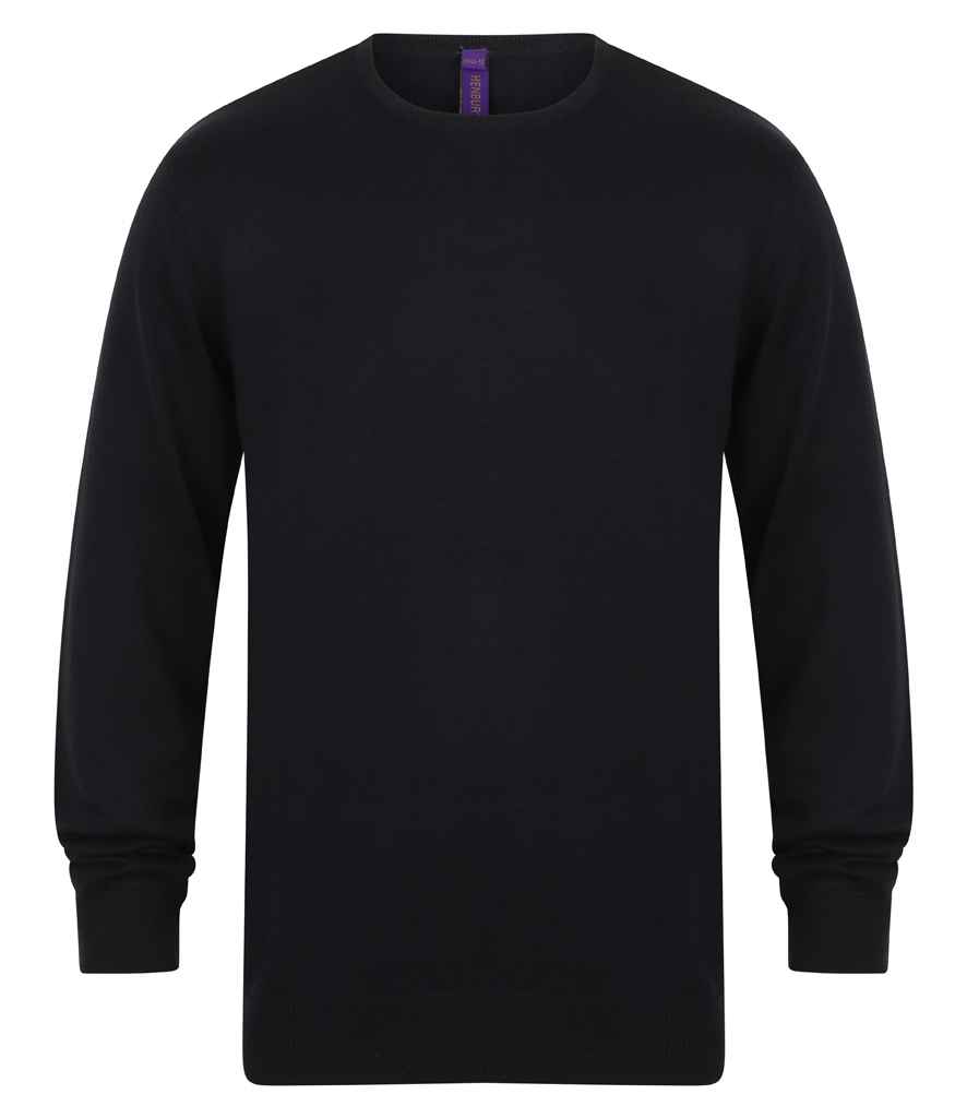 Henbury Lightweight Cotton Acrylic Crew Neck Sweater - Navy