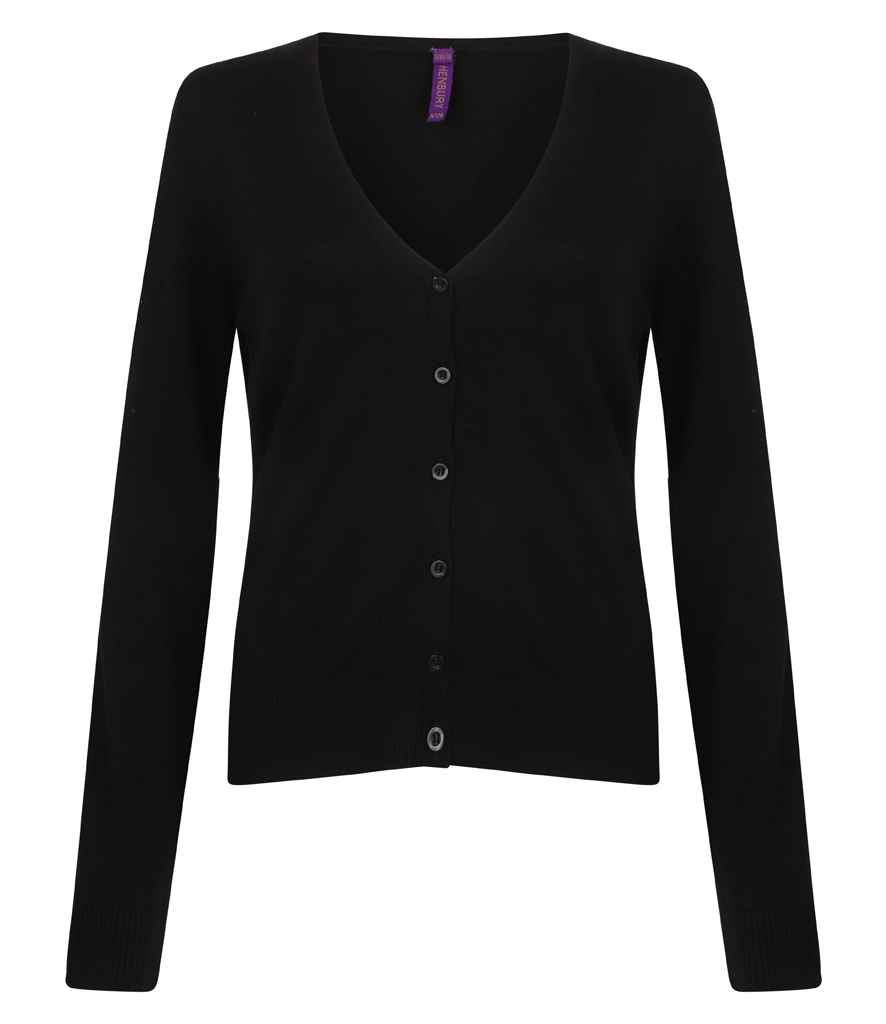 Henbury Ladies Lightweight V Neck Cardigan - Black