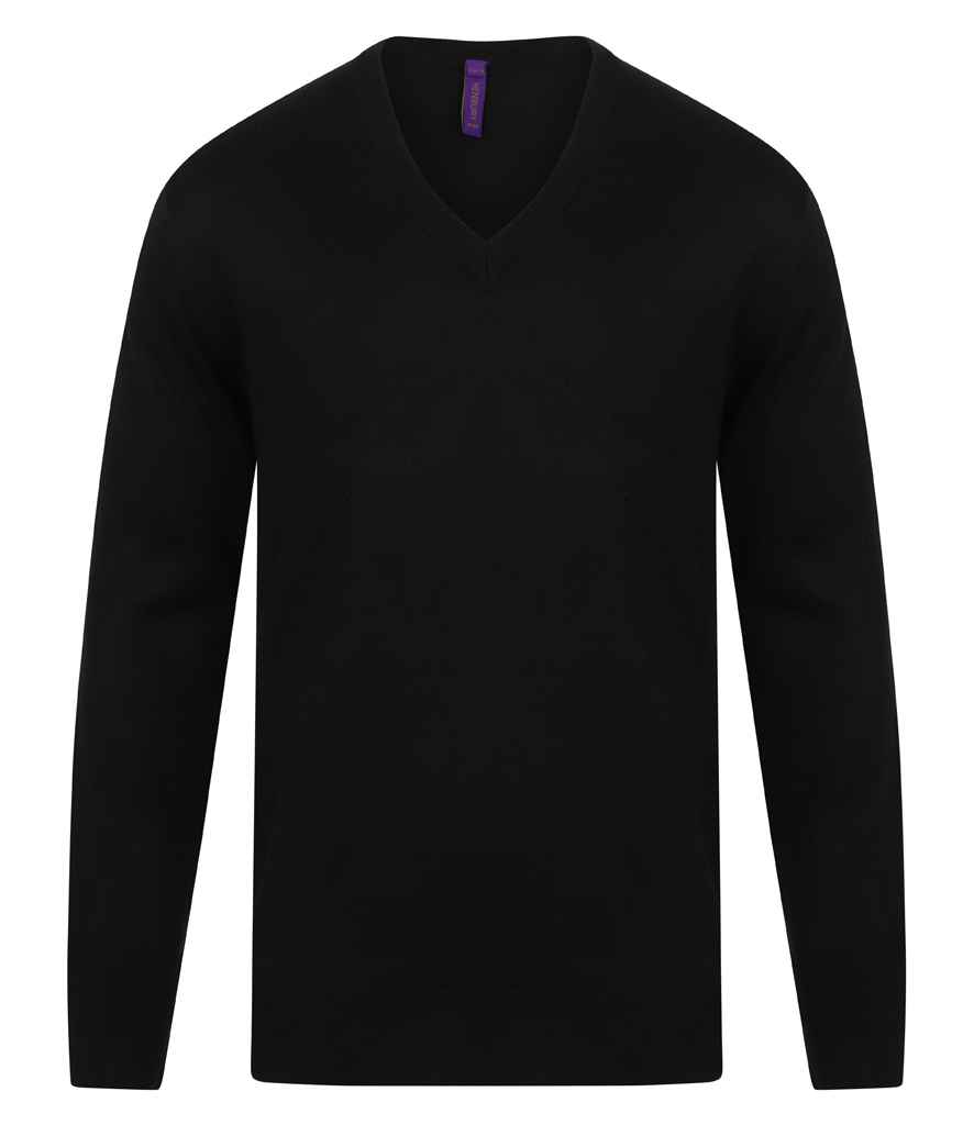 Henbury Acrylic V Neck Sweater - Black