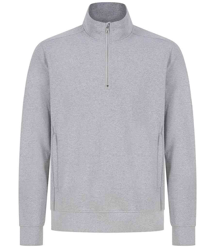 Henbury Unisex Sustainable 1/4 Zip Sweatshirt - Heather Grey