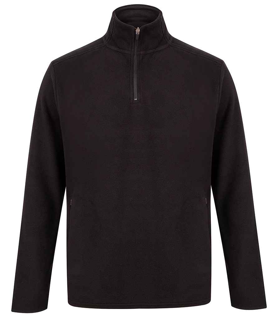 Henbury Zip Neck Micro Fleece - Black