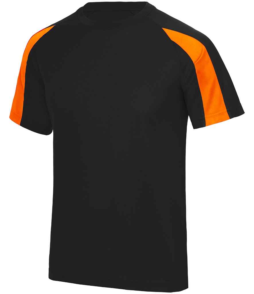 AWDis Cool Contrast Wicking T-Shirt - Jet Black/Electric Orange