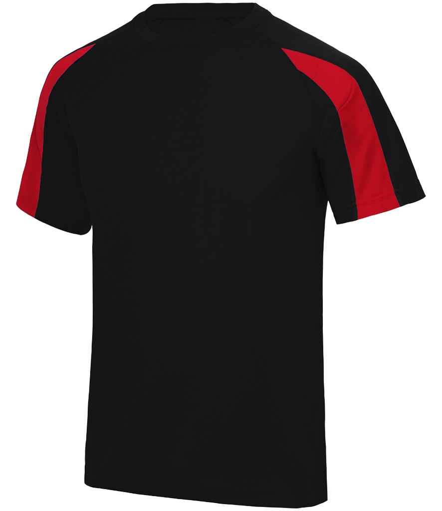 AWDis Cool Contrast Wicking T-Shirt - Jet Black/Fire Red