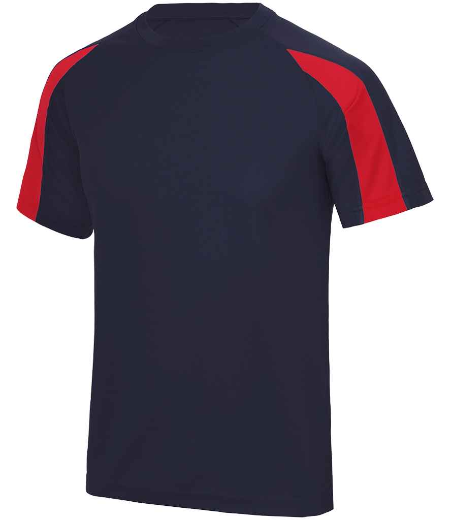 AWDis Cool Contrast Wicking T-Shirt - French Navy/Fire Red
