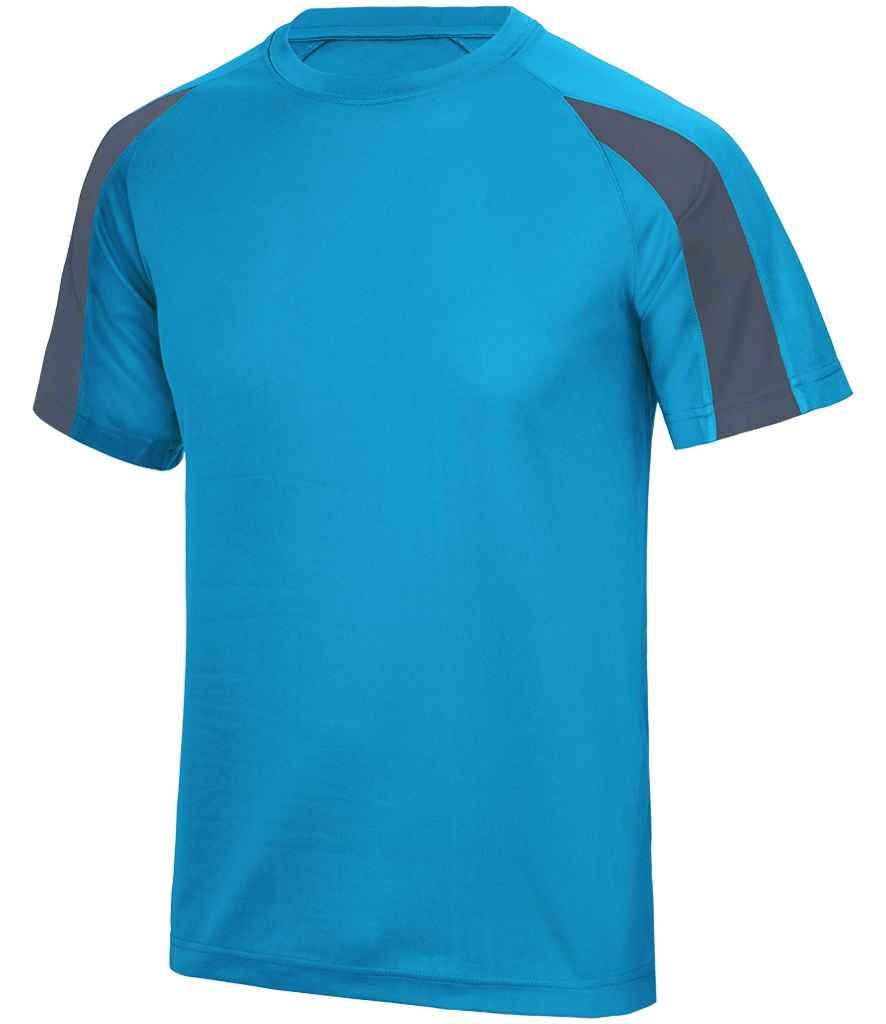 AWDis Cool Contrast Wicking T-Shirt - Sapphire Blue/Charcoal