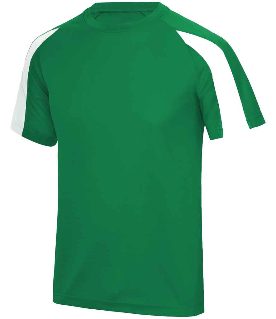AWDis Cool Contrast Wicking T-Shirt - Kelly Green/Arctic White