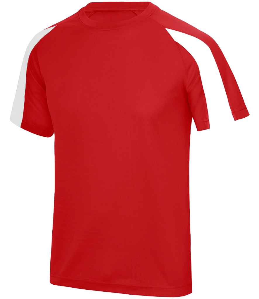 AWDis Cool Contrast Wicking T-Shirt - Fire Red/Arctic White