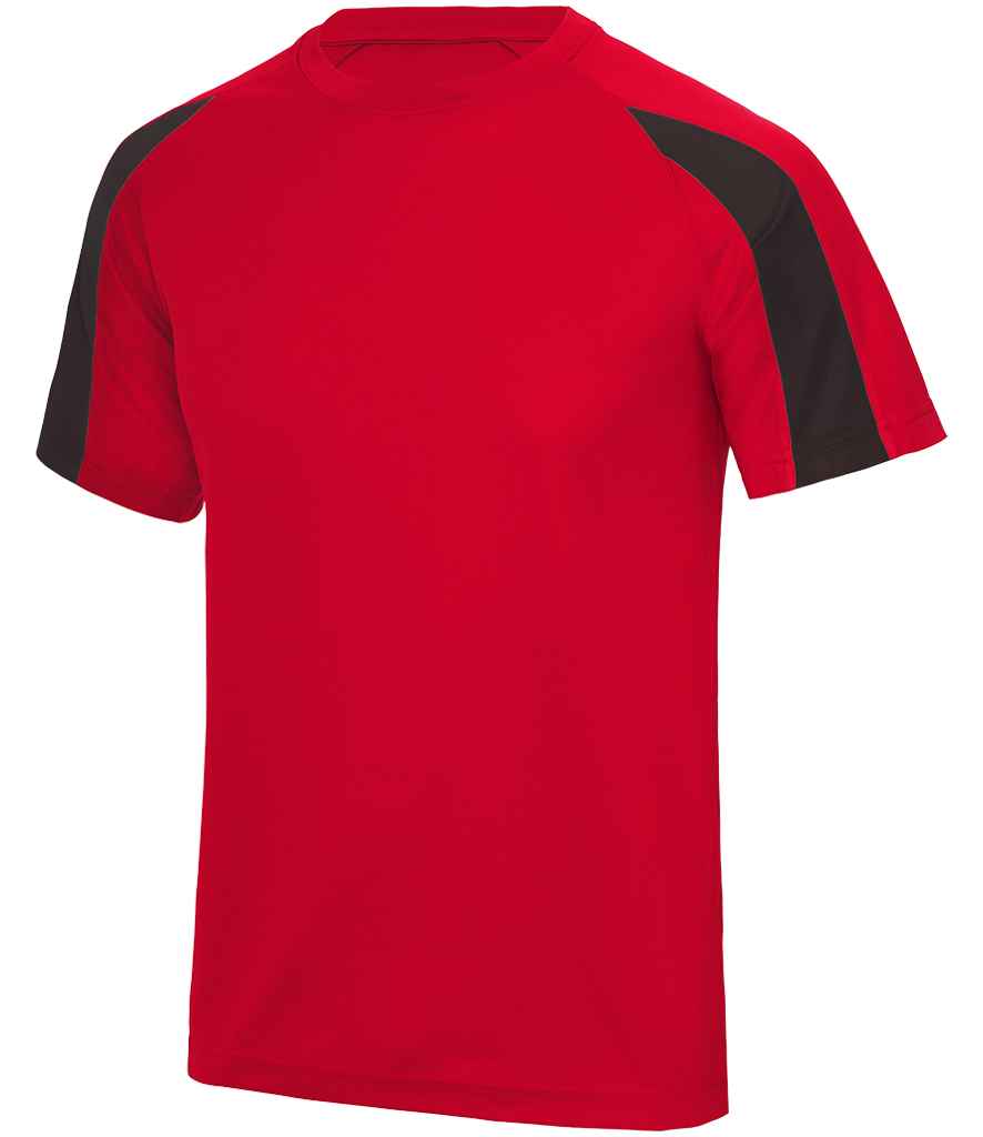 AWDis Cool Contrast Wicking T-Shirt - Fire Red/Jet Black