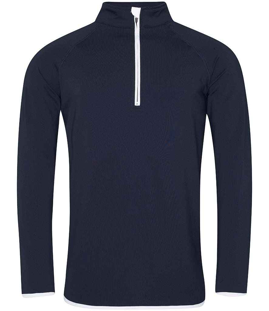AWDis Cool Half Zip Sweat Top - French Navy/Arctic White