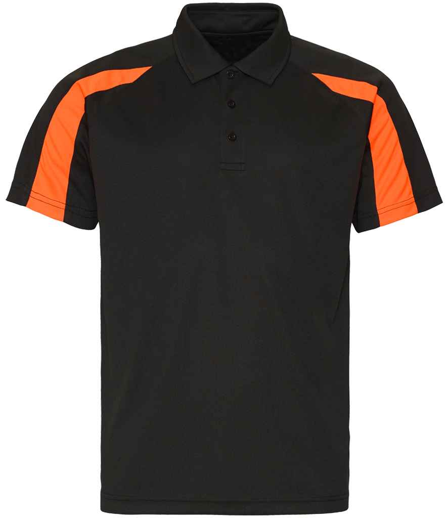 AWDis Cool Contrast Polo Shirt - Jet Black/Electric Orange