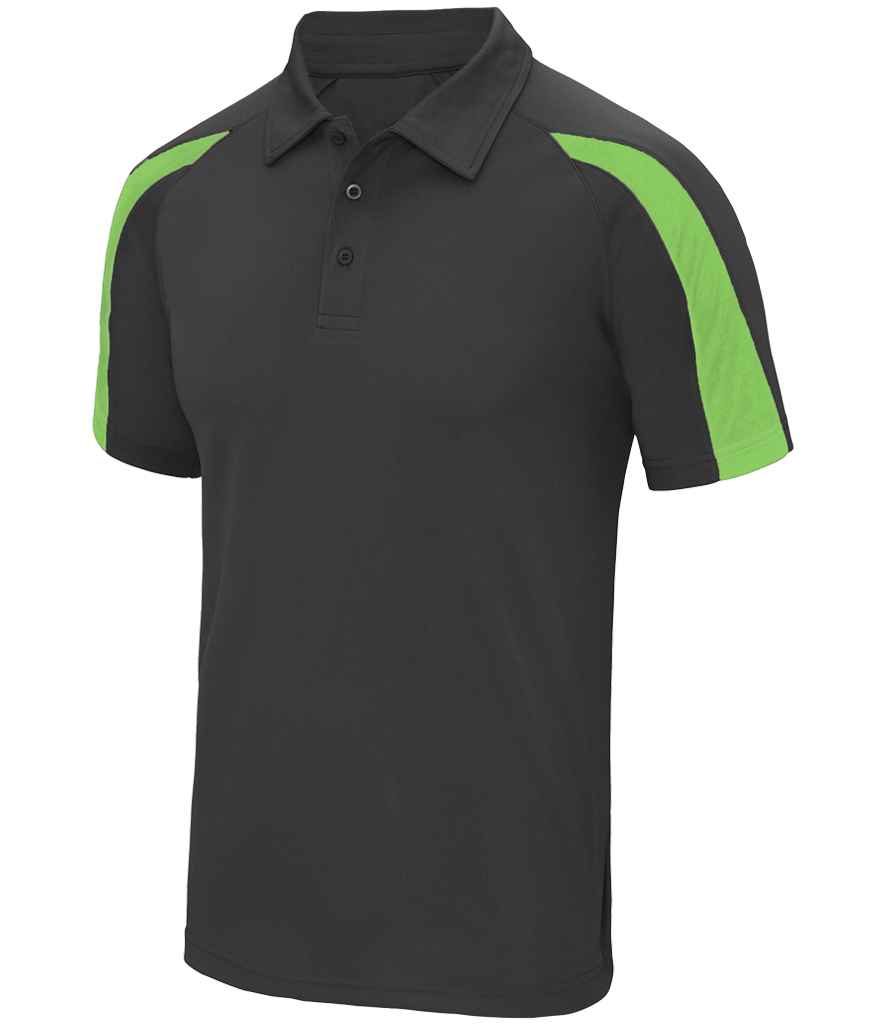 AWDis Cool Contrast Polo Shirt - Charcoal/Lime Green