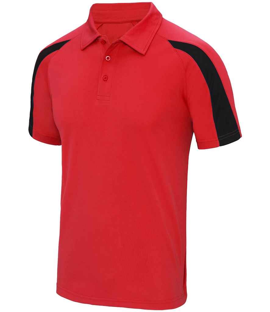 AWDis Cool Contrast Polo Shirt - Fire Red/Jet Black