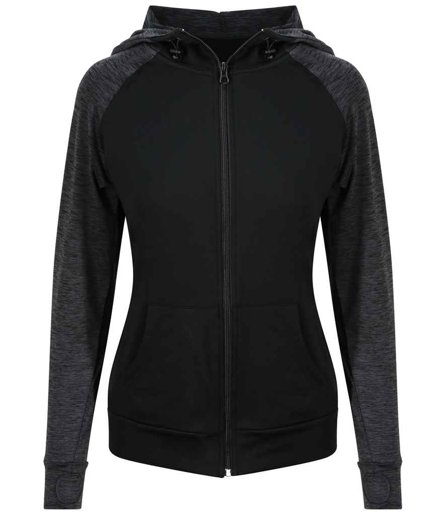 AWDis Ladies Cool Contrast Zoodie - Black/Black Slate Melange