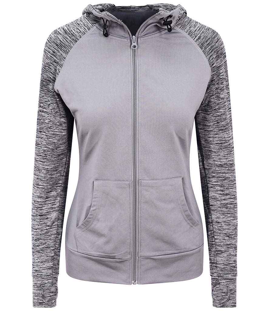 AWDis Ladies Cool Contrast Zoodie - Grey/Grey Melange