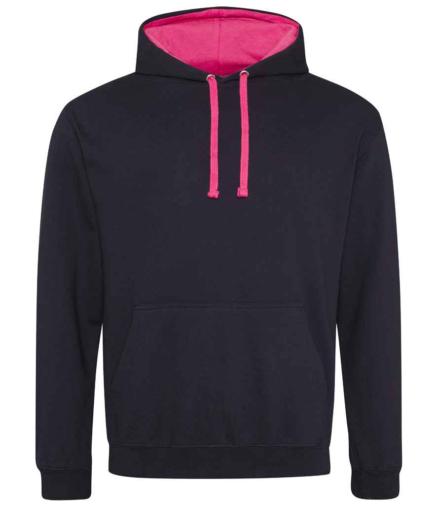 AWDis Varsity Hoodie - Jet Black/Hot Pink