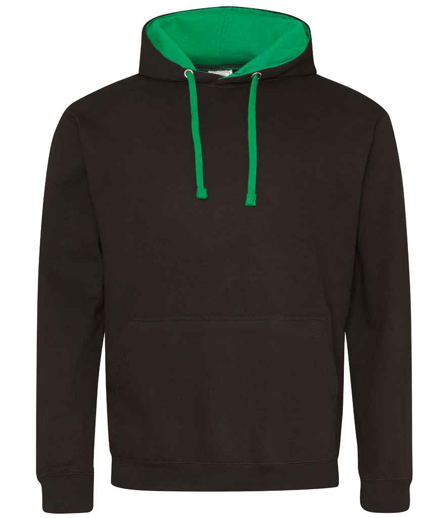 AWDis Varsity Hoodie - Jet Black/Kelly Green
