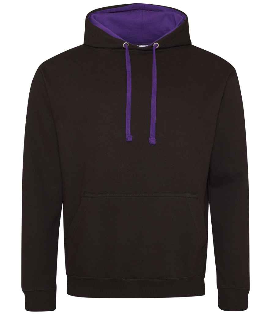 AWDis Varsity Hoodie - Jet Black/Purple