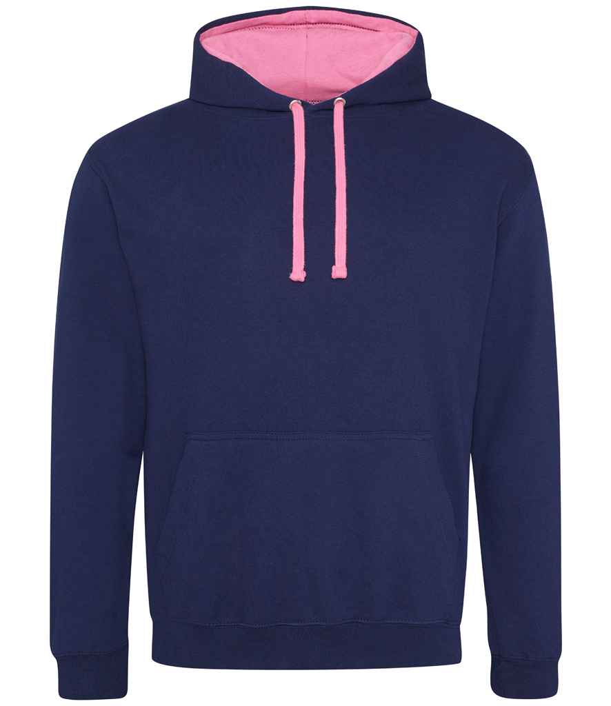 AWDis Varsity Hoodie - Oxford Navy/Candyfloss Pink