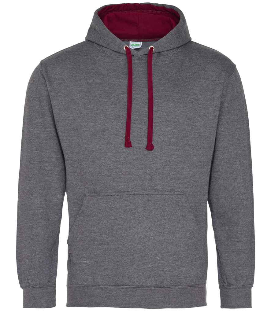 AWDis Varsity Hoodie - Charcoal/Burgundy