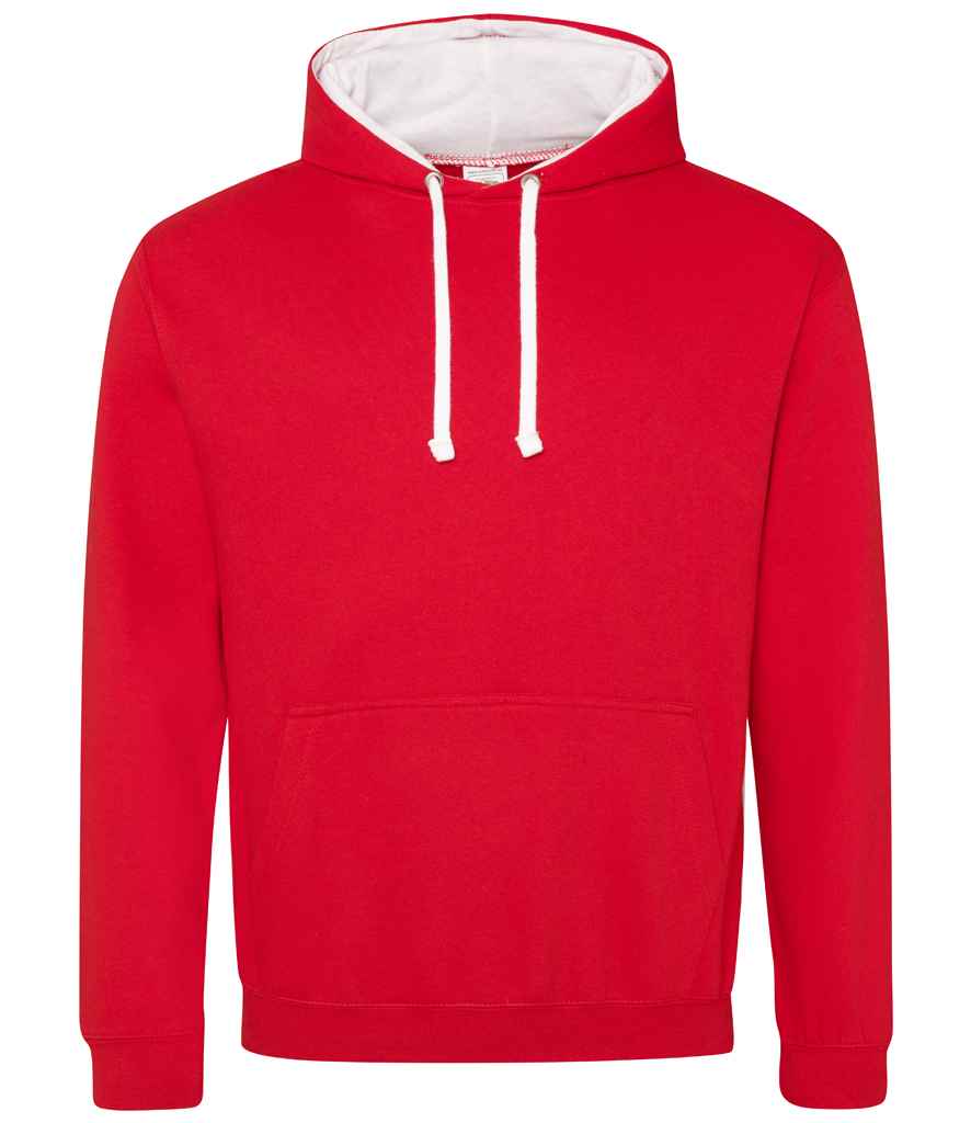 AWDis Varsity Hoodie - Fire Red/Arctic White