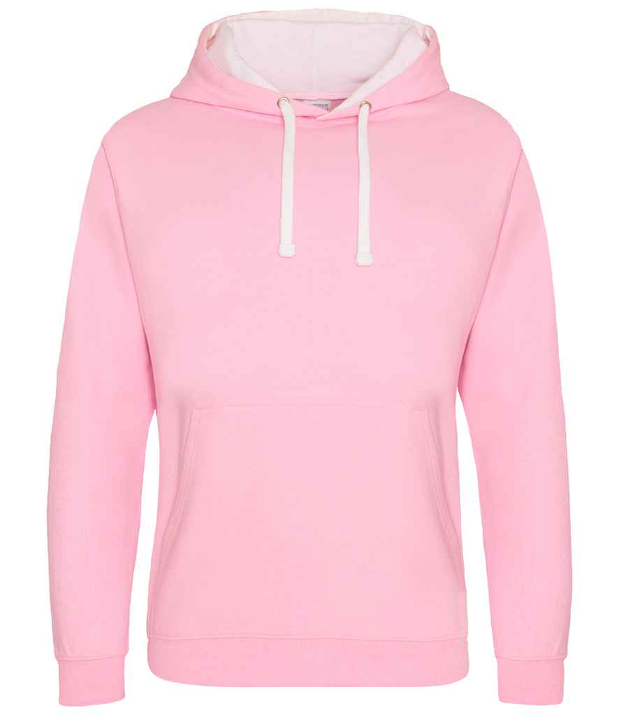 AWDis Varsity Hoodie - Baby Pink/Arctic White