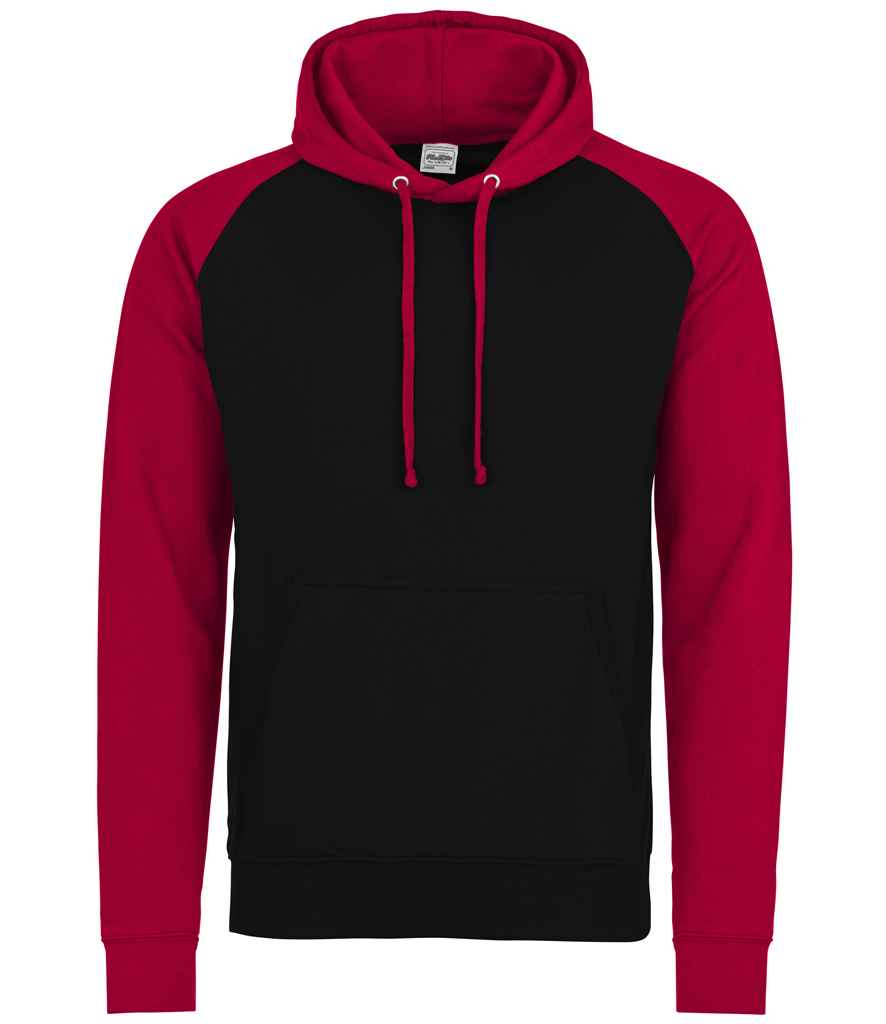 AWDis Baseball Hoodie - Jet Black/Fire Red