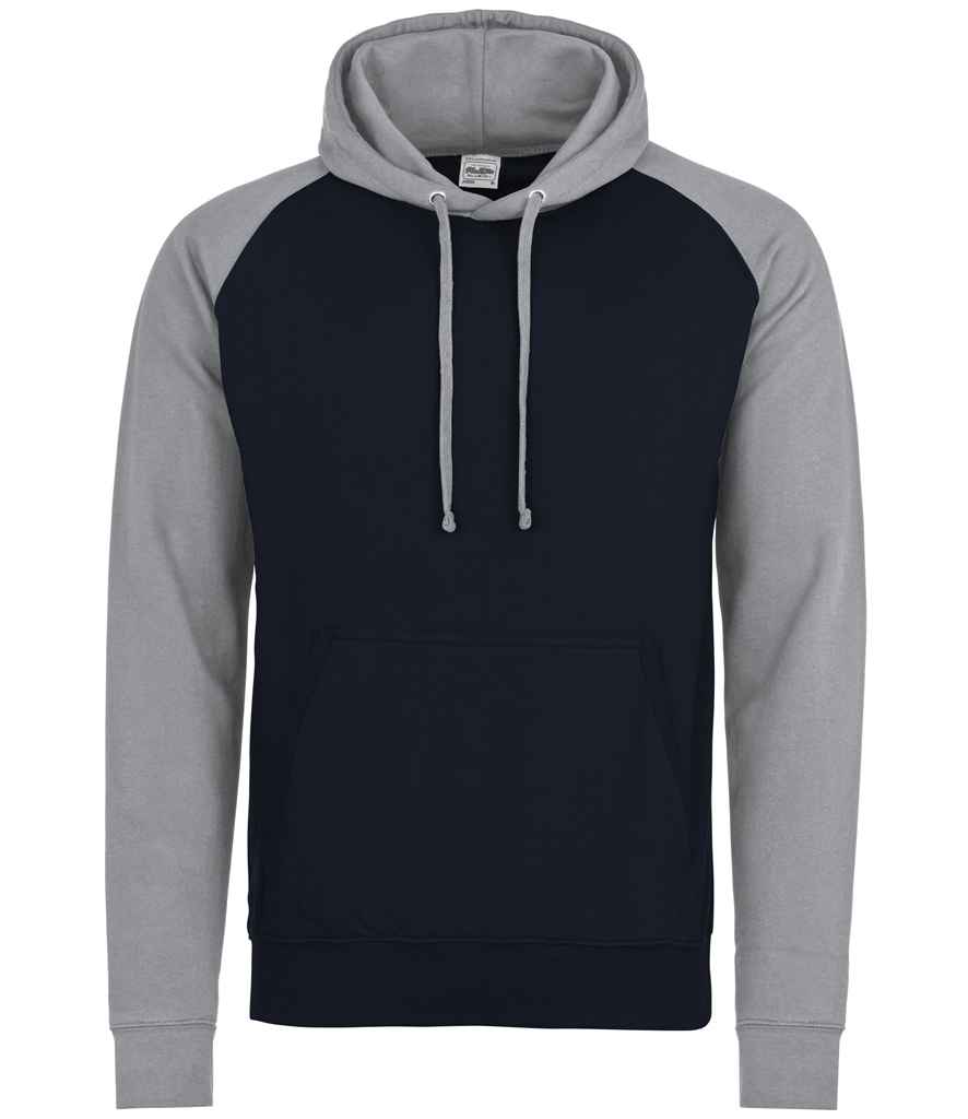 AWDis Baseball Hoodie - Oxford Navy/Heather Grey