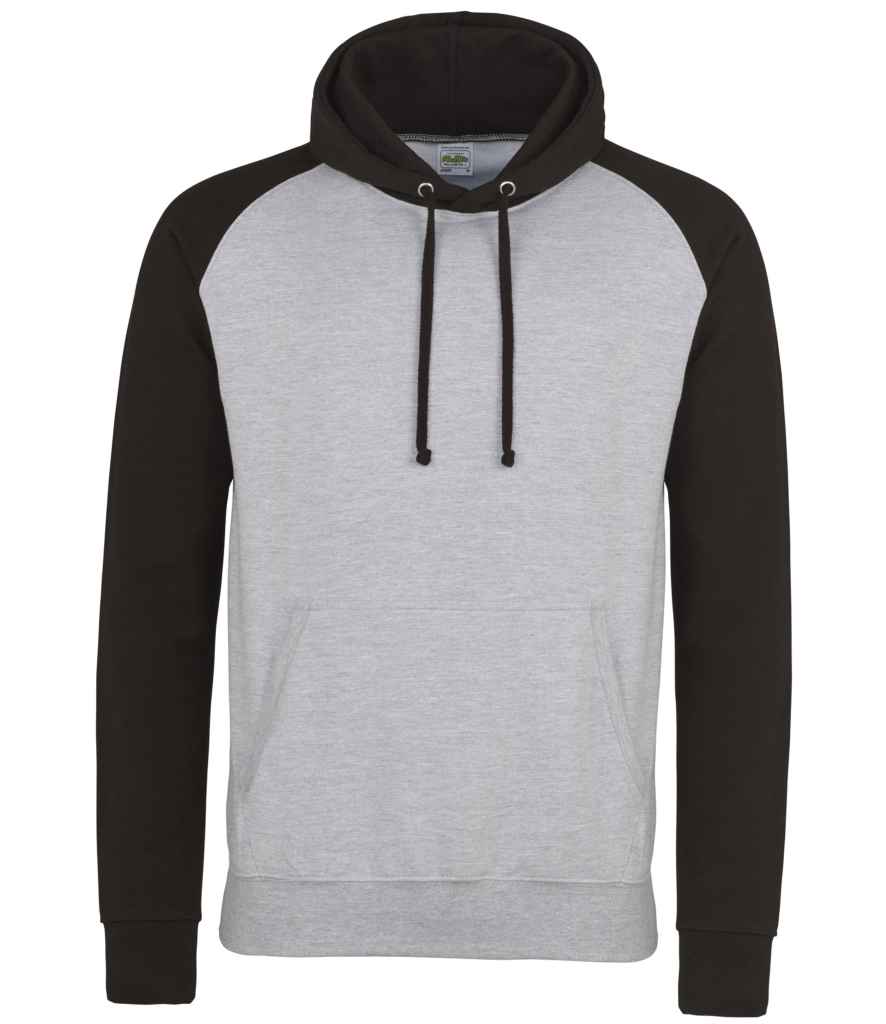 AWDis Baseball Hoodie - Heather Grey/Jet Black