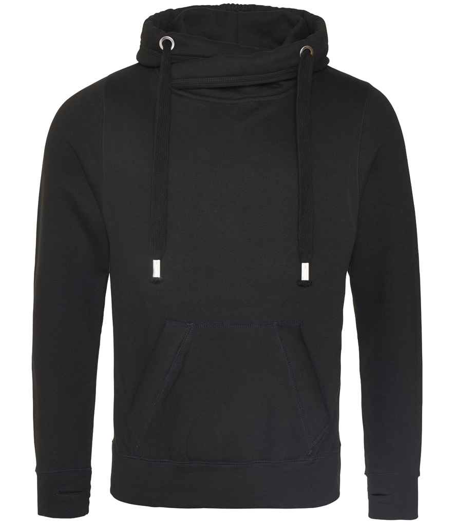 AWDis Cross Neck Hoodie - Jet Black
