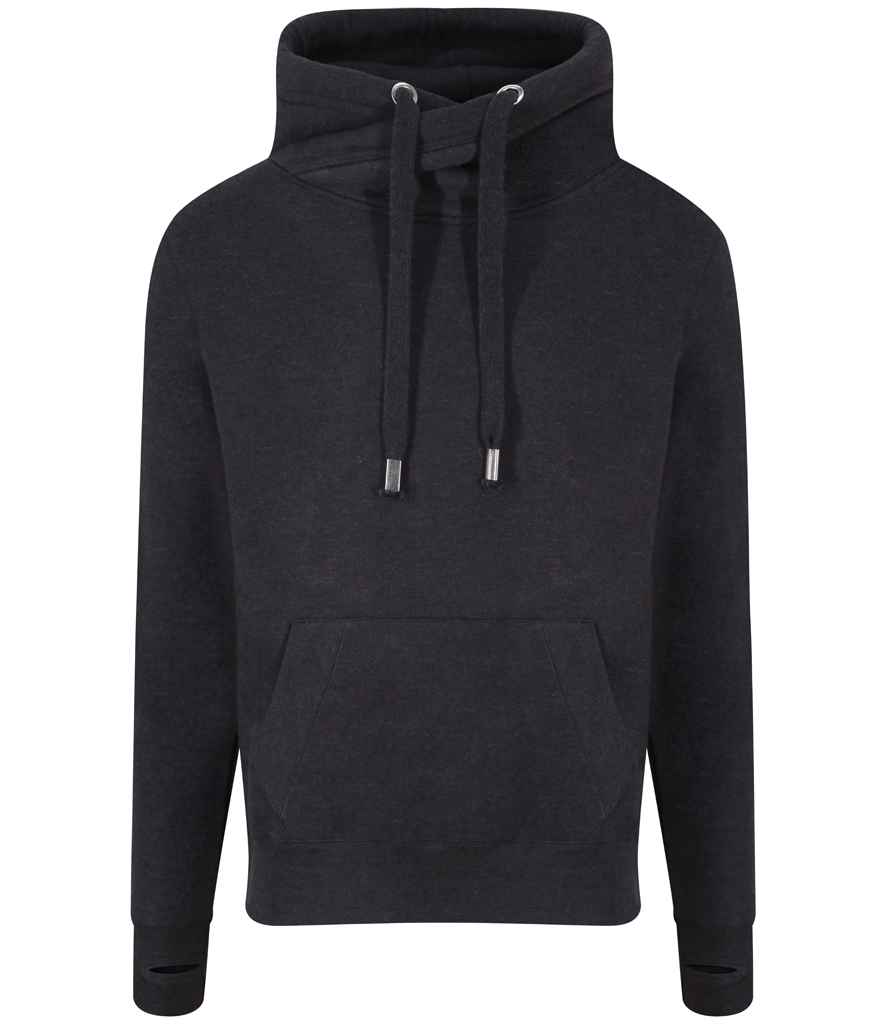 AWDis Cross Neck Hoodie - Black Smoke